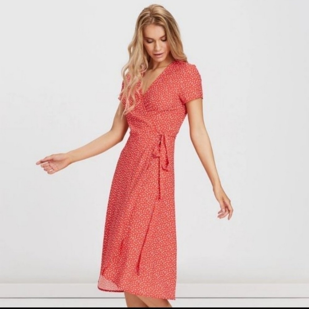 Charlie Holiday Penelope red floral wrap dress